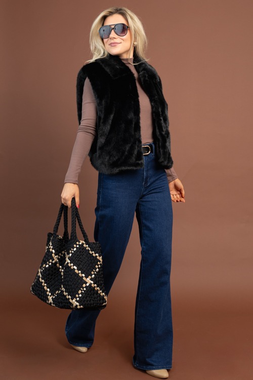 Moxie Fur Vest, Black