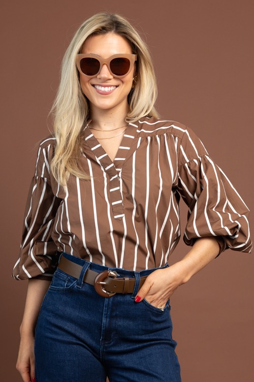 Shauna Stripe Top, Brown