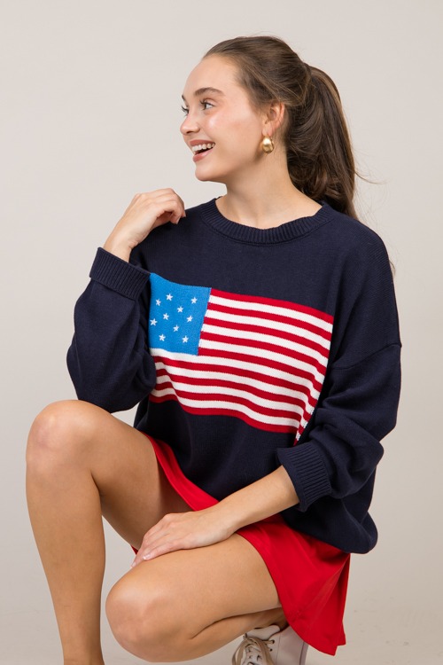 USA Flag Sweater, Navy