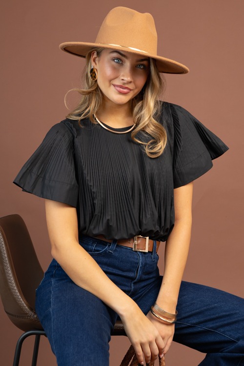 Perfectly Pleated Top, Black