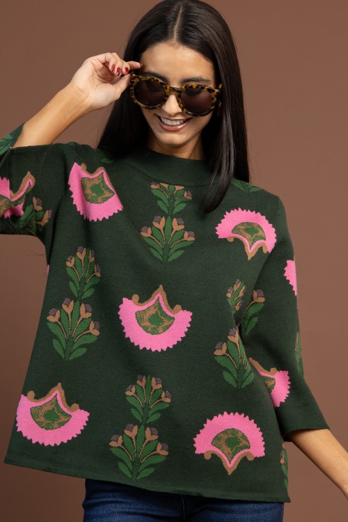 Floral Pattern Sweater, Hunter - 1030-101.jpg