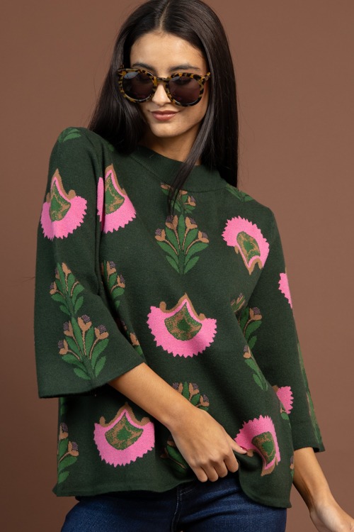 Floral Pattern Sweater, Hunter - 1030-102.jpg