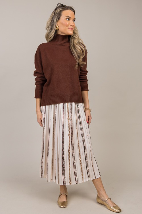 Kyla Mock Neck Sweater, Brown