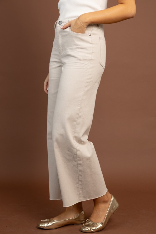 Raw Hem Wide Leg Pants, Ecru - 1030-28.jpg