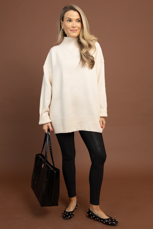 Mock Neck Tunic Sweater, Cream - 1030-2h.jpg