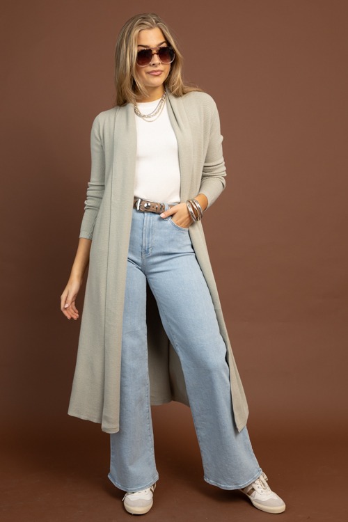 Waffle Knit Long Cardigan, Sage - 1030-58.jpg