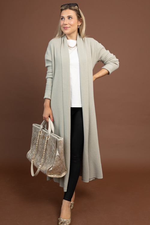Waffle Knit Long Cardigan, Sage - 1030-59.jpg