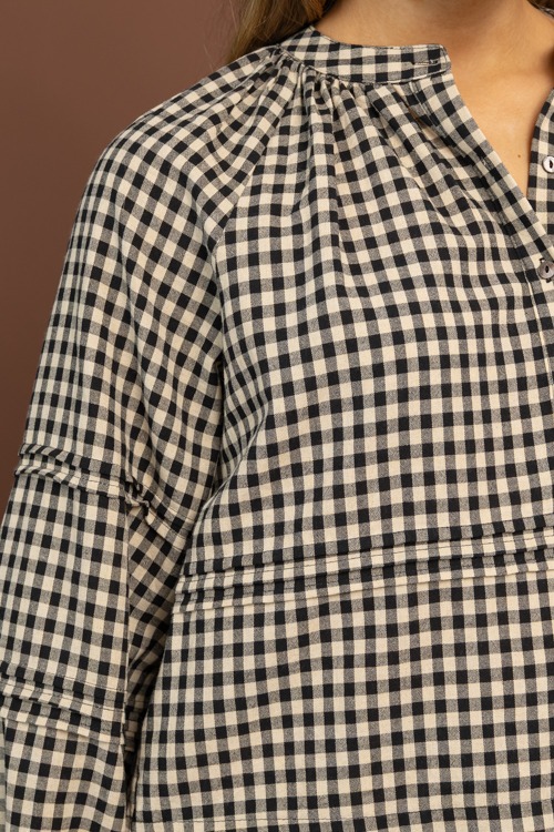 Gingham Button Top, Black Taupe - 1030-88.jpg