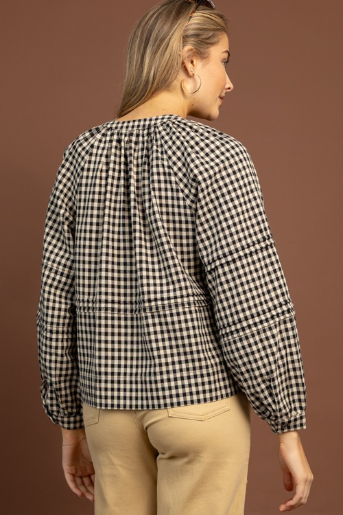 Gingham Button Top, Black Taupe - 1030-89.jpg