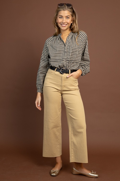 Gingham Button Top, Black Taupe - 1030-93h.jpg
