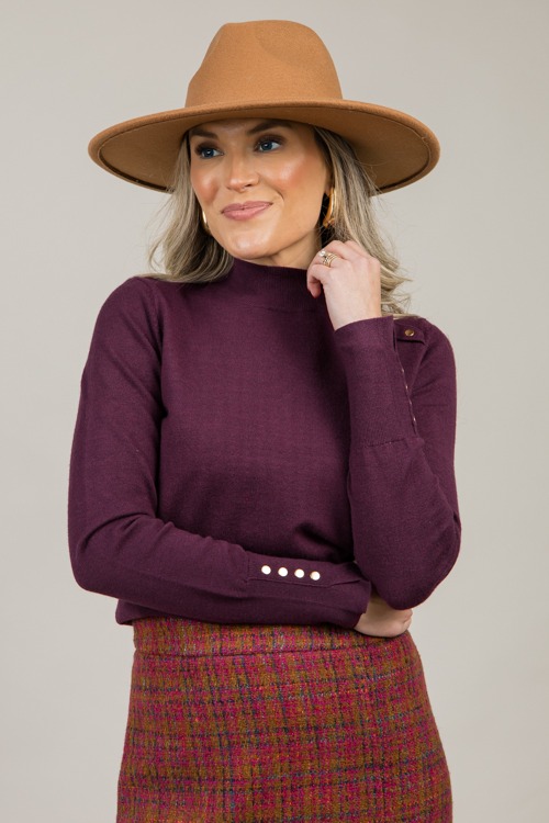 Melanie Mock Neck Sweater, Plum