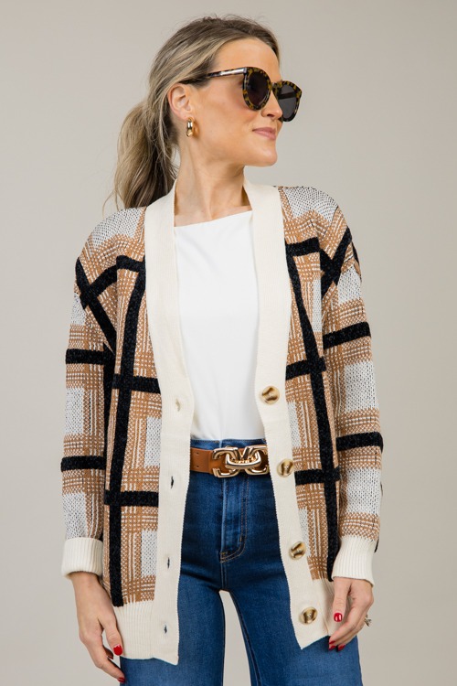 Plaid Button Cardigan, Caramel - 1031-65.jpg