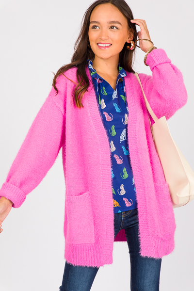 Pink eyelash cheap cardigan