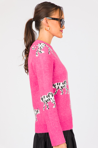 Snow Leopard Sweater, Pink