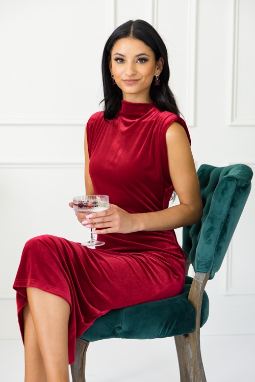 Modern Elegance Velvet Midi, Red