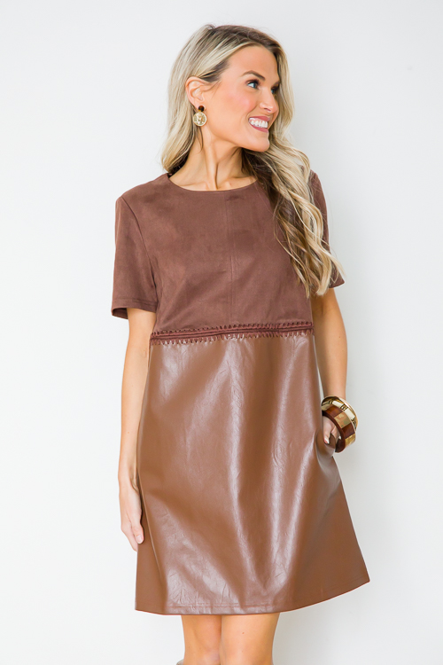 Suede Leather Mix Shift, Espresso