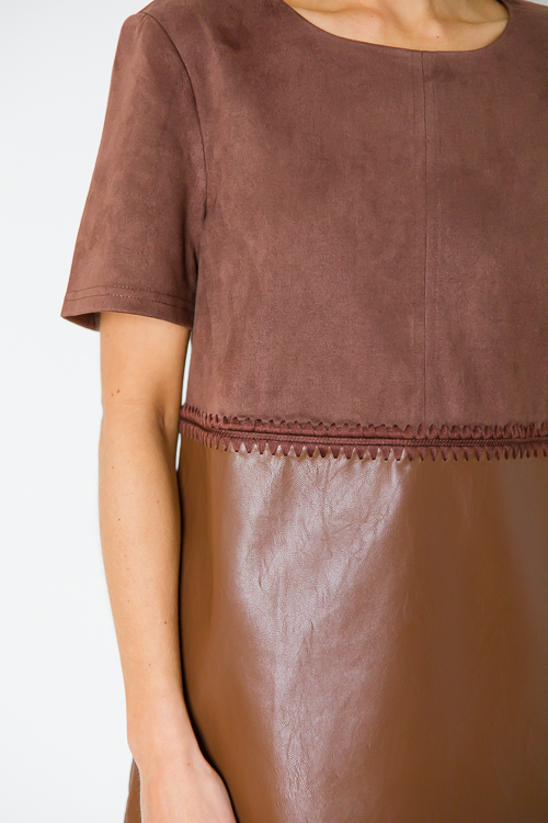 Suede Leather Mix Shift, Espresso
