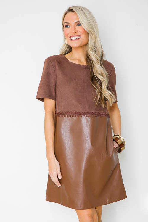 Suede Leather Mix Shift, Espresso