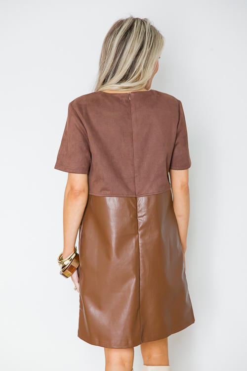 Suede Leather Mix Shift, Espresso