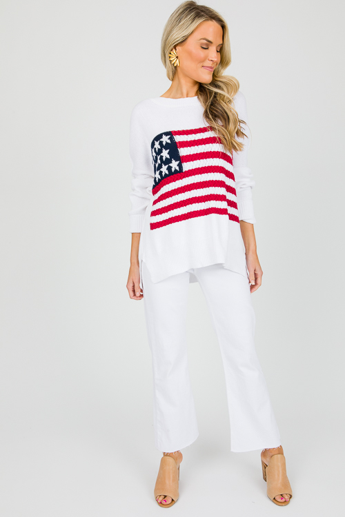 Raw Hem Crop Flares, Optic White