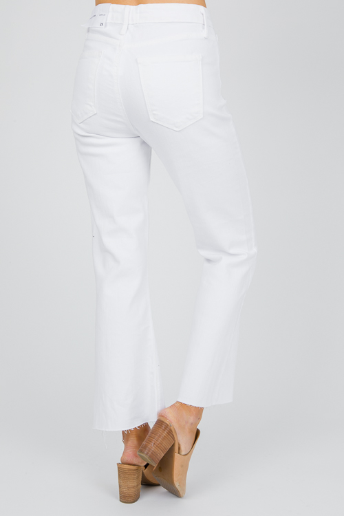 Raw Hem Crop Flares, Optic White