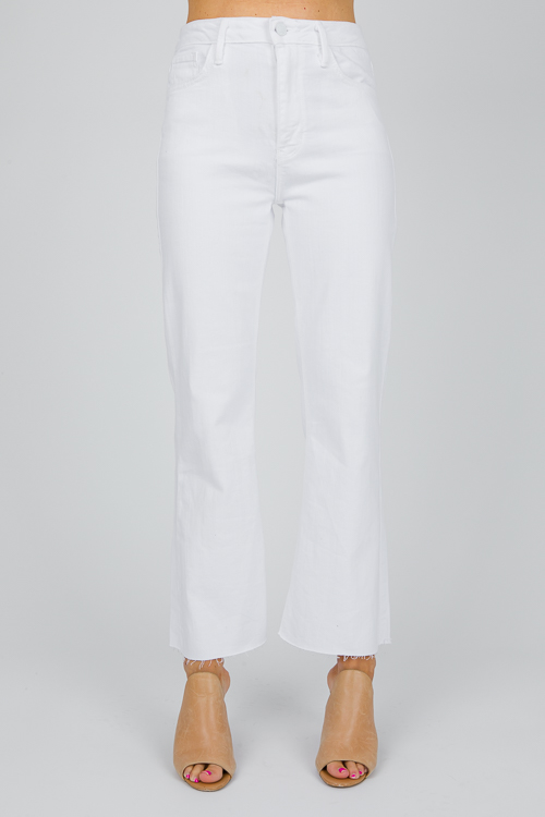 Raw Hem Crop Flares, Optic White