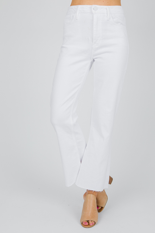 Raw Hem Crop Flares, Optic White