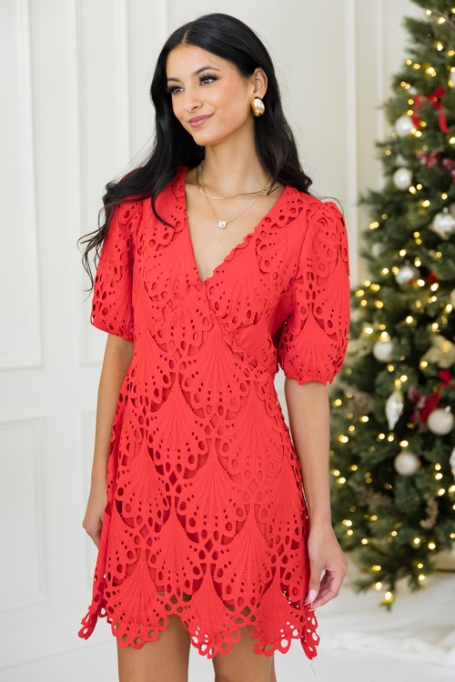 Lady In Lace Dress, Red