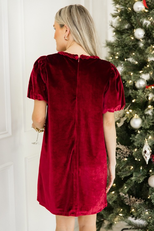 Braided Trim Velvet Dress, Garnet - 1101-376.jpg