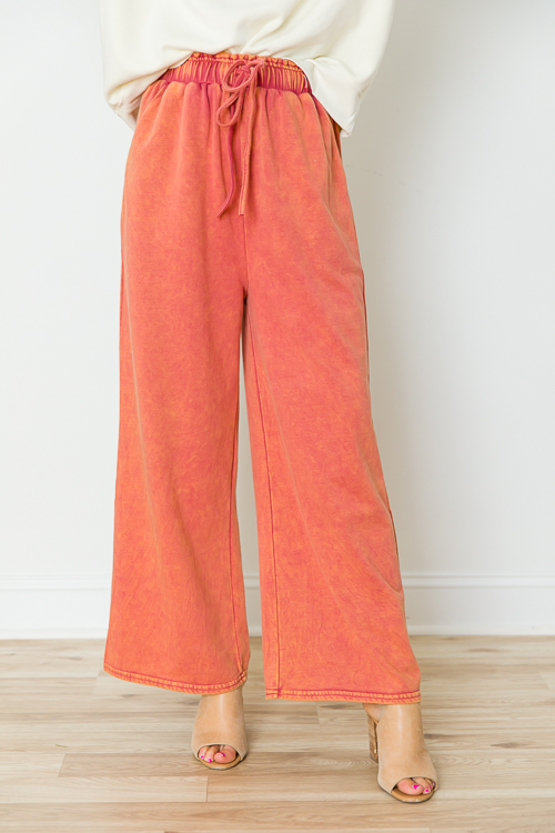 Mineral Wash Casual Pants, Rust