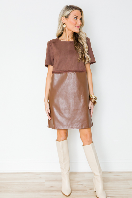 Suede Leather Mix Shift, Espresso