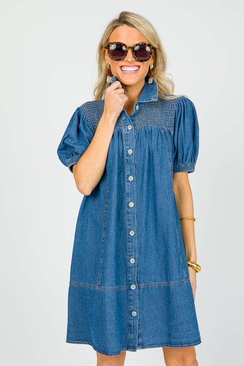 Smock Yoke Denim Shirt Dress