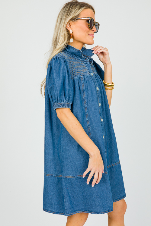Smock Yoke Denim Shirt Dress