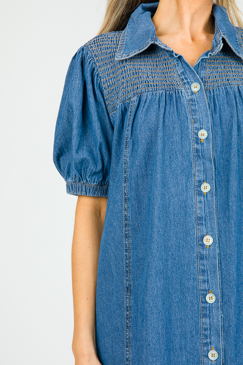 Smock Yoke Denim Shirt Dress