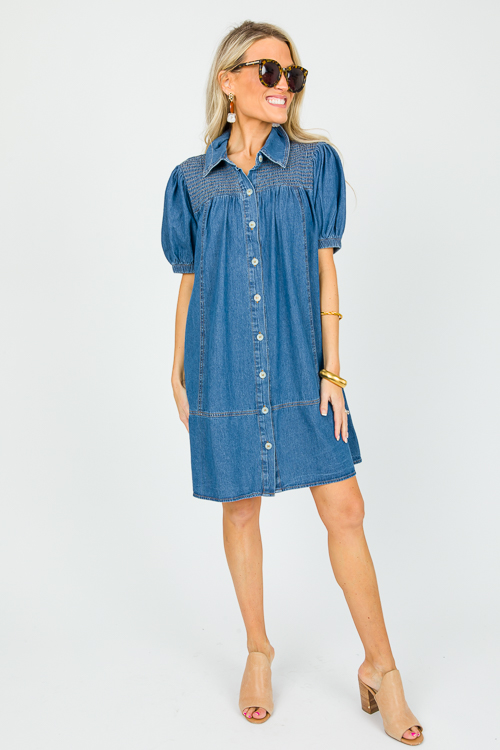 Smock Yoke Denim Shirt Dress