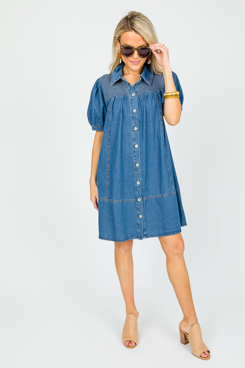 Smock Yoke Denim Shirt Dress