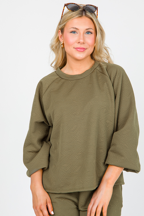 Textured Pants Set, Olive