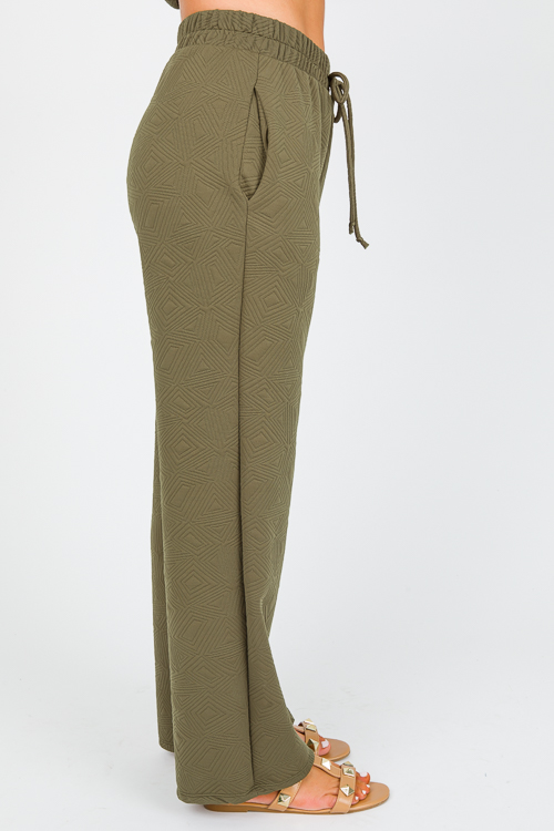 Textured Pants Set, Olive