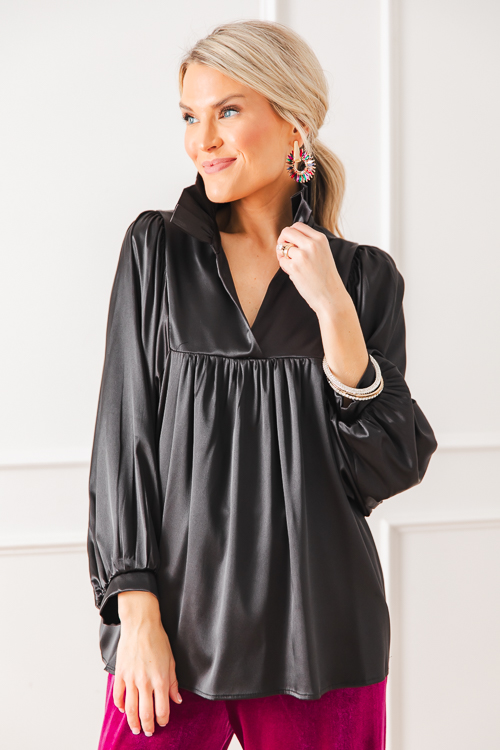 Morgan Blouse, Satin Black