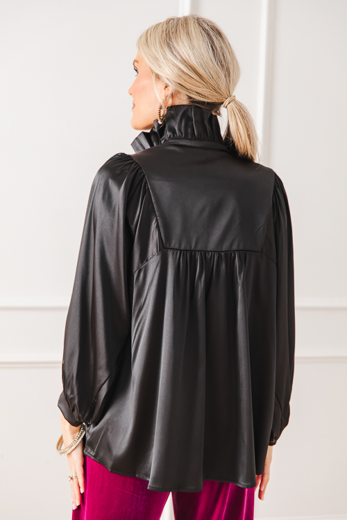 Morgan Blouse, Satin Black