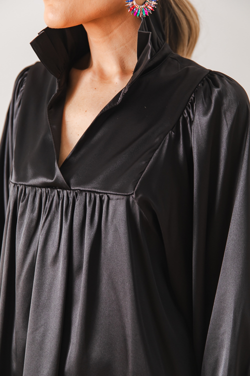 Morgan Blouse, Satin Black