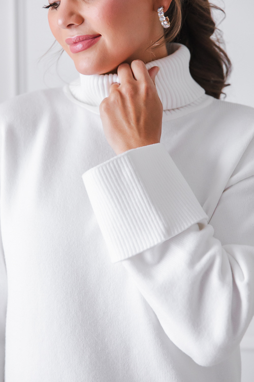 Cuff Sleeve Turtleneck, Ivory