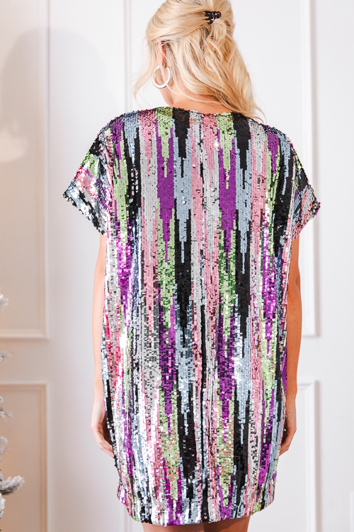 Fab Sequin Dress, Black Multi