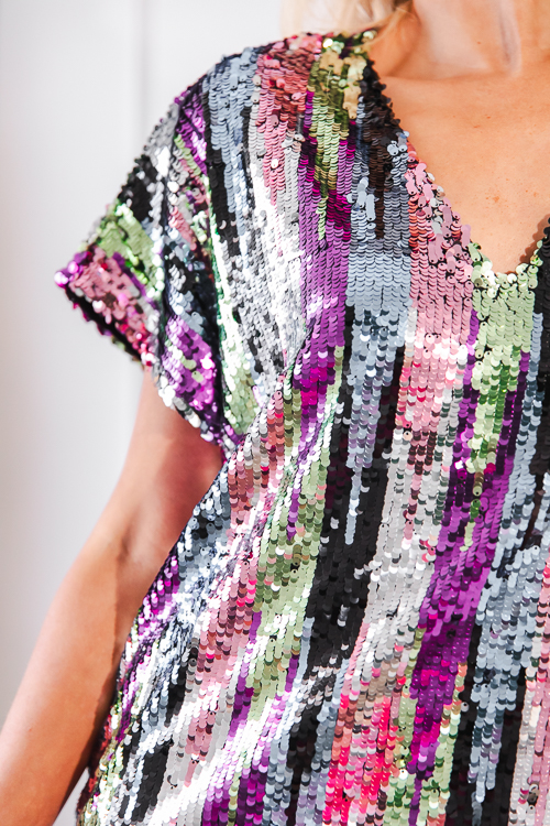 Fab Sequin Dress, Black Multi