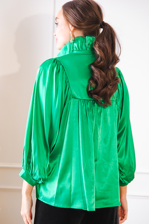 Morgan Blouse, Satin Kelly Green