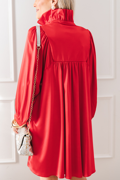 Savannah Dress, Satin Red