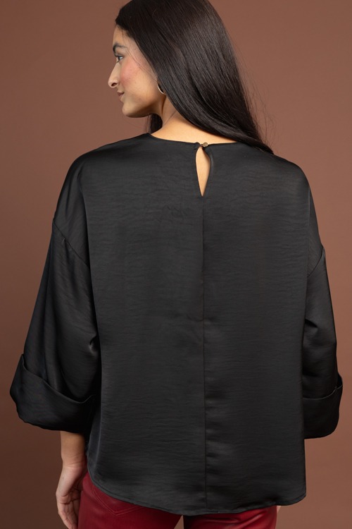 Cuff Sleeve Satin Blouse, Black - 1103-20.jpg
