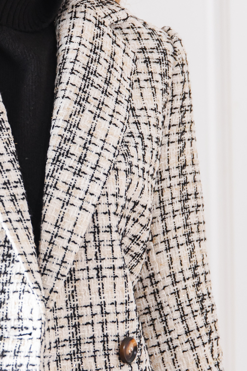 Lurex Tweed Blazer, Off White