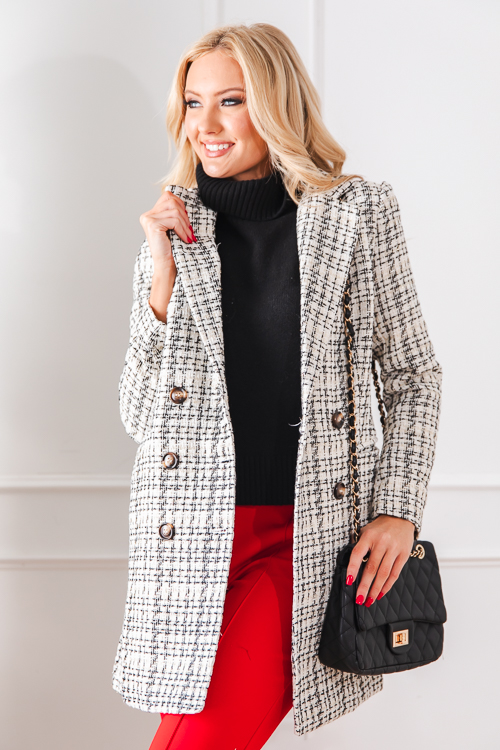 Lurex Tweed Blazer, Off White