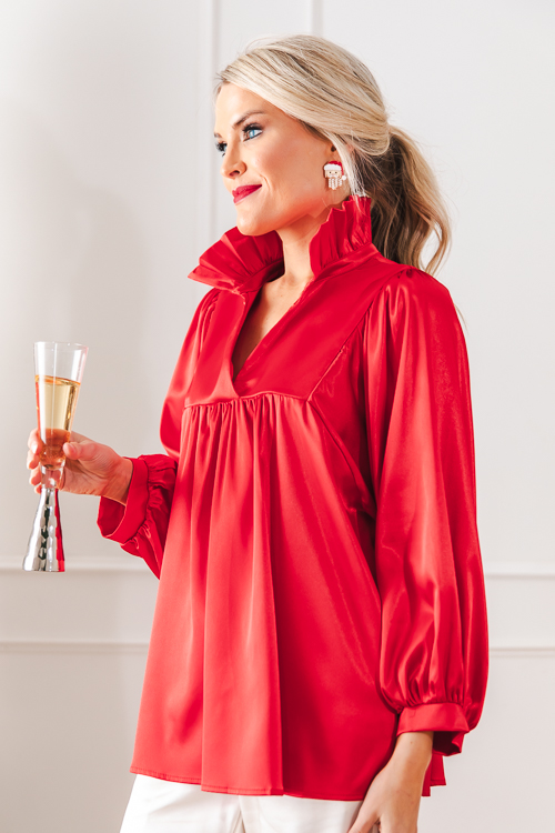 Morgan Blouse, Satin Red